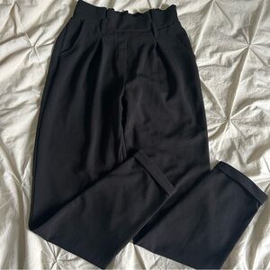 Ardene Womens XS Black Elastic Waist Cuffed Work Dress Pants With Beltloop